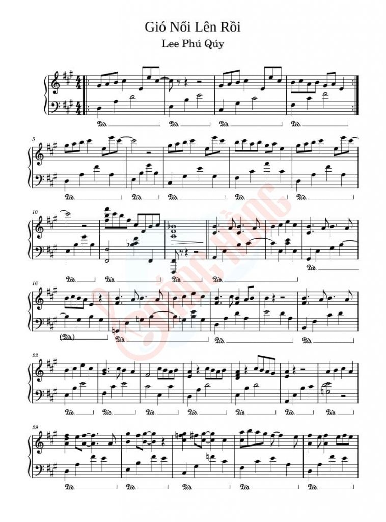 Sheet piano Gió nổi lên rồi