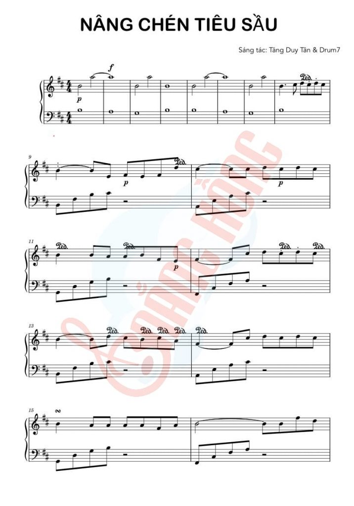 Sheet piano Nâng Chén Tiêu Sầu